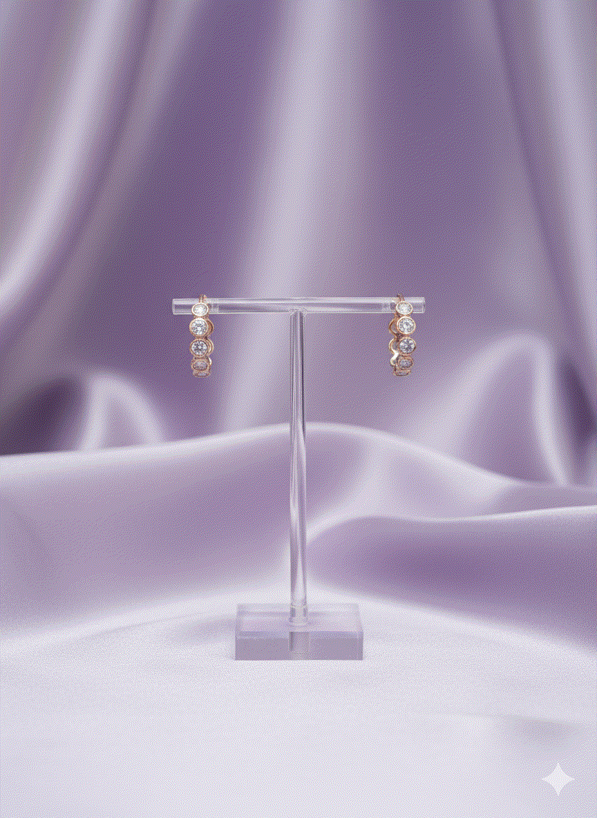 Dainty Luxury CZ Intimate Jewelry: Rose Gold Diamond Hoop Earrings | Bridal Wedding Necklace Set Alternative for Everyday Elegance & Gifts