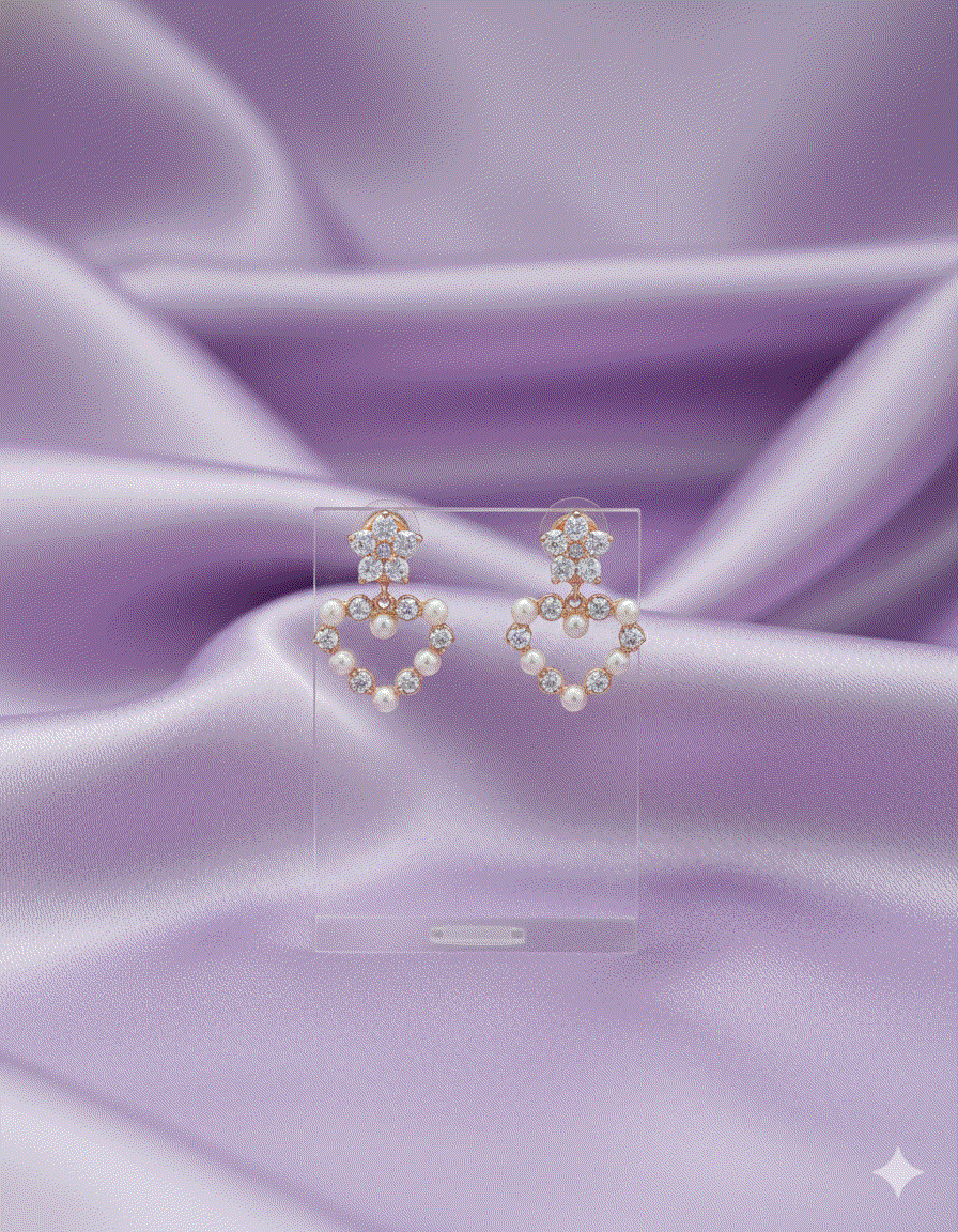 Romantic Pearl & CZ Intimate Jewelry Drop Earrings | Rose Gold Bridal Wedding Necklace Set Complement for Engagement & Luxury Gift