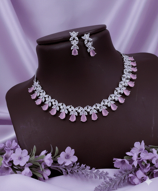 Intimate Jewelry Pink Teardrop Wedding Necklace Set | Luxury CZ Bridal & Engagement Accessories
