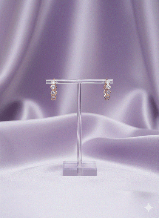 Dainty Luxury CZ Intimate Jewelry: Rose Gold Diamond Hoop Earrings | Bridal Wedding Necklace Set Alternative for Everyday Elegance & Gifts